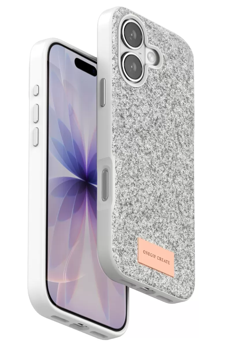 Onegif Apple iPhone 17 Uyumlu Bright Simli Kapak - Beyaz