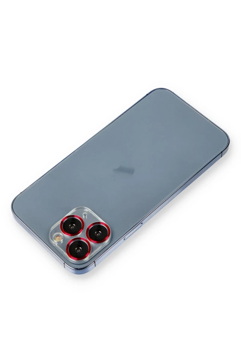 Apple iPhone 11 Pro Uyumlu Metal Kamera Lens Koruma Cam - Kırmızı