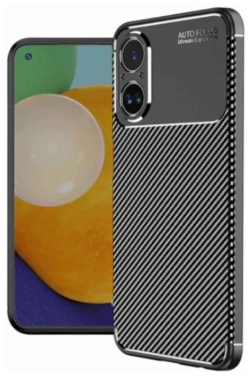 Realme 12 Lite Uyumlu Kılıf Auto Focus Karbon Kapak - Siyah