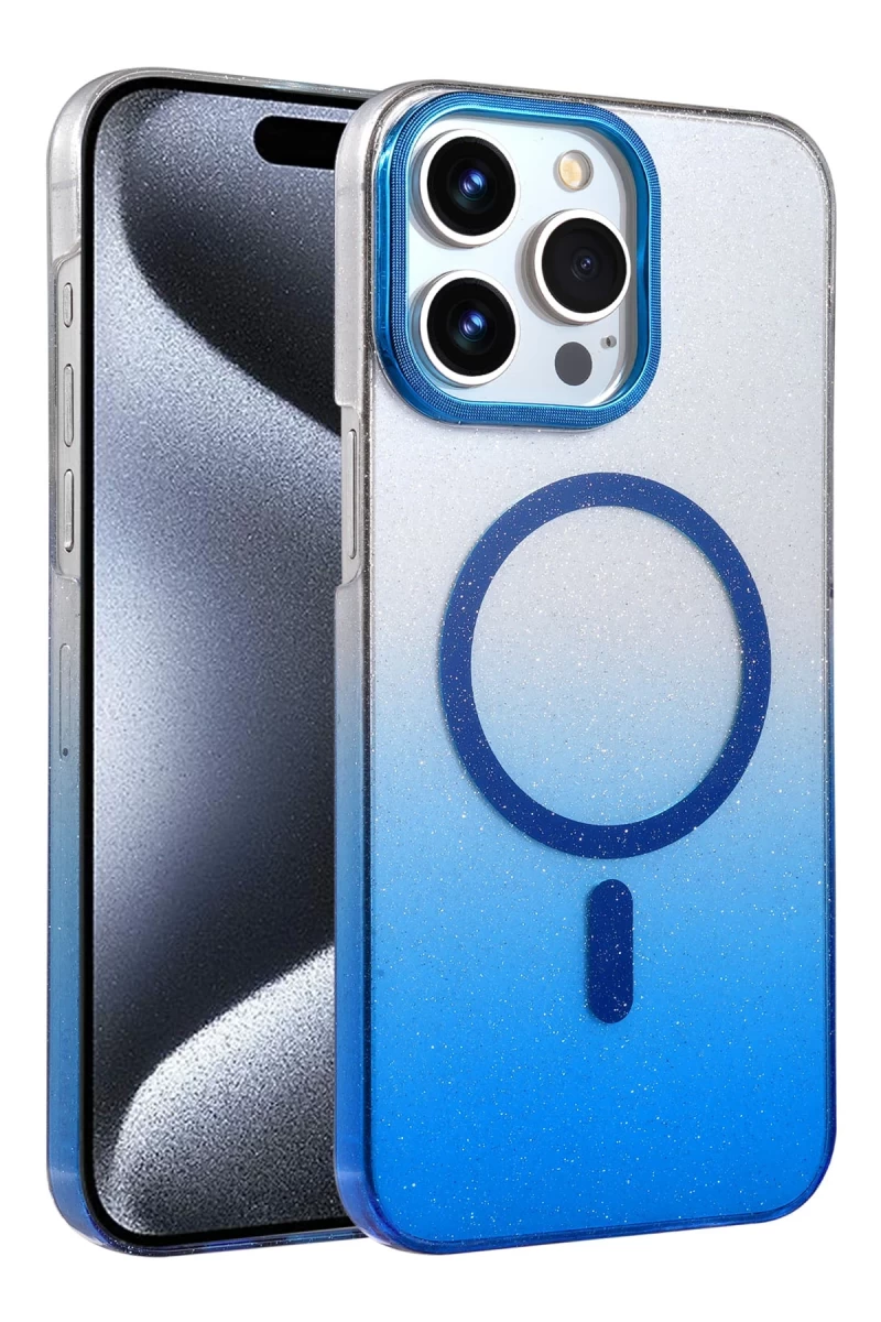 Apple iPhone 14 Pro Max Uyumlu Glossy Magsafe Kapak - Mavi