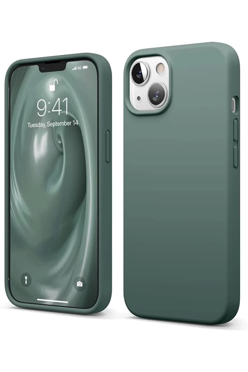 Apple iPhone 14 Uyumlu Kılıf First Silikon - Koyu Yeşil