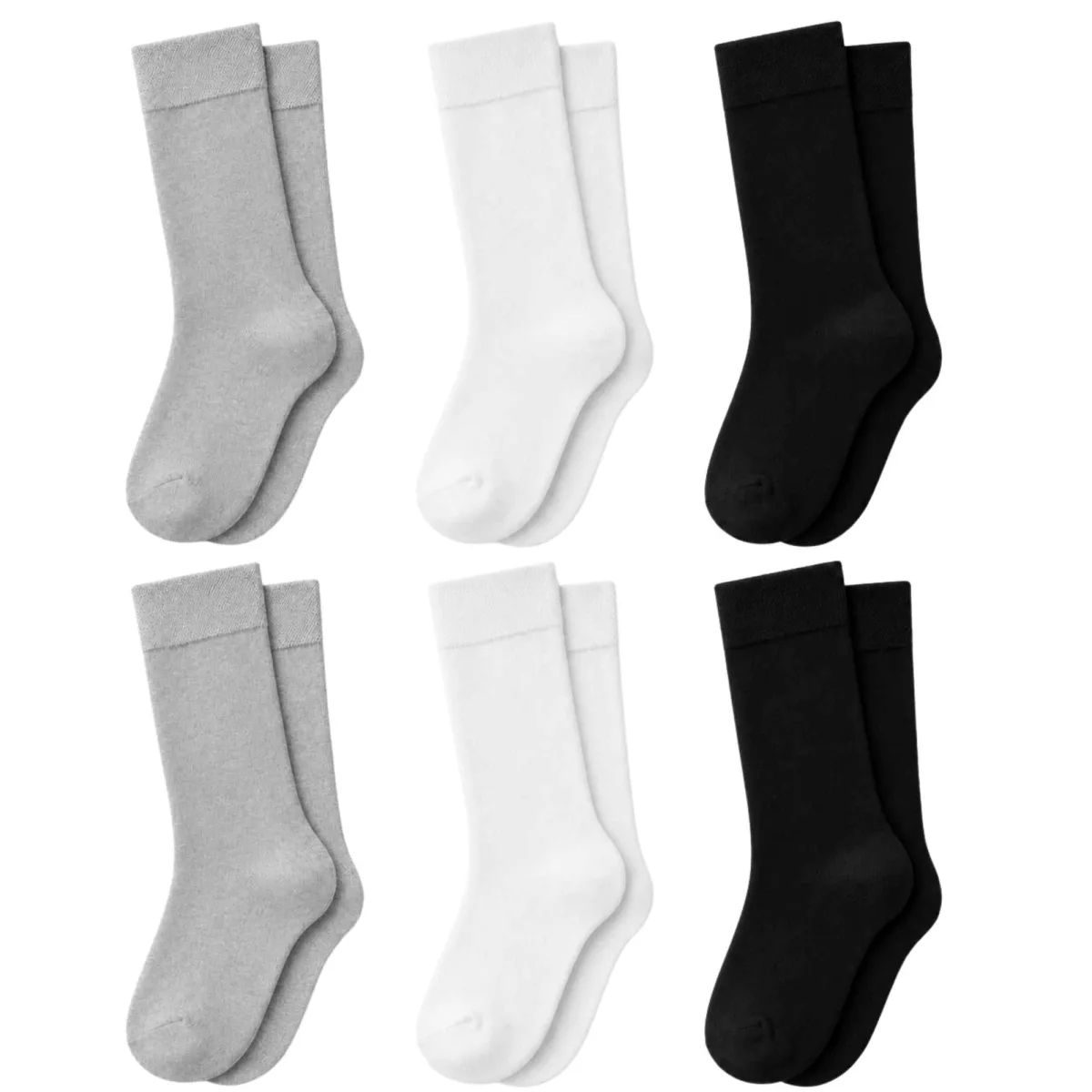 Kadın Bambu Uzun Çorap 6'lı Paket, Dikişsiz Burunlu Yumuşak Dokulu Siyah Beyaz Gri · BEDEN: 36-40 · RENK: Beyaz 6 lı