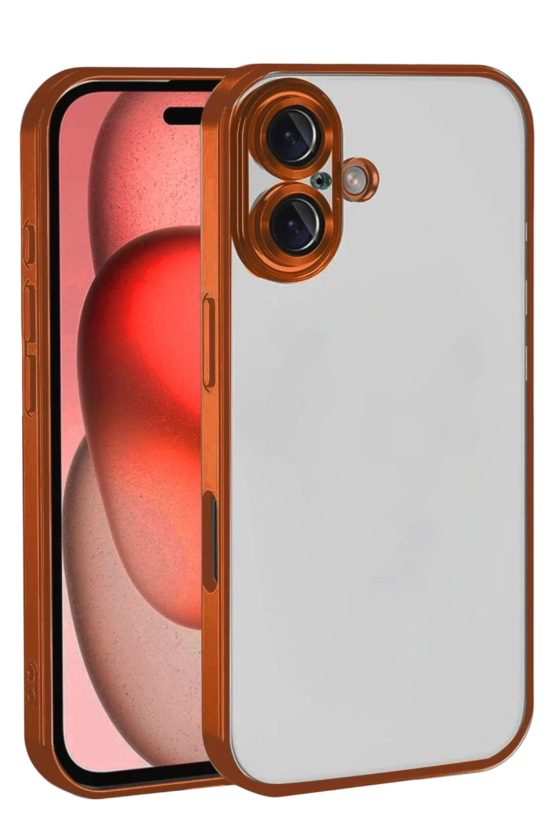 Apple iPhone 17 Uyumlu Lensli Silikon - Turuncu