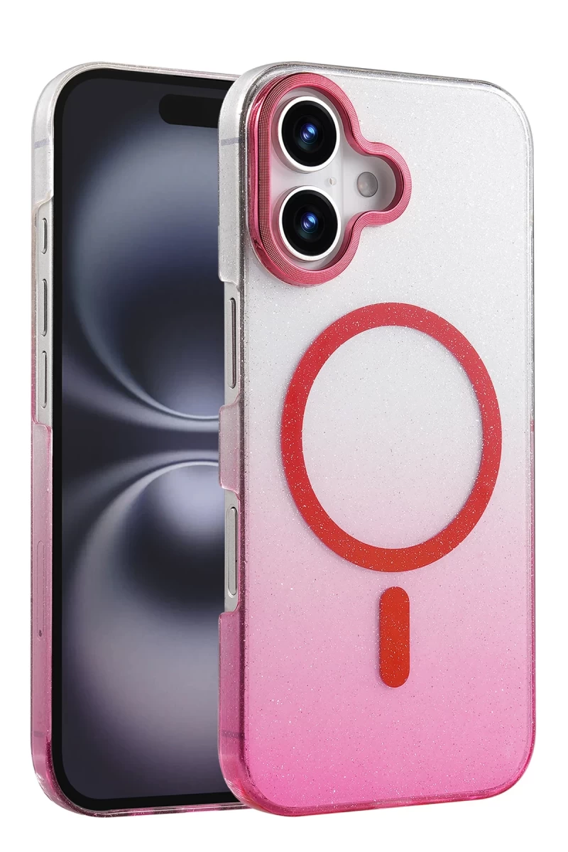 Apple iPhone 16 Plus Uyumlu Glossy Magsafe Kapak - Pembe