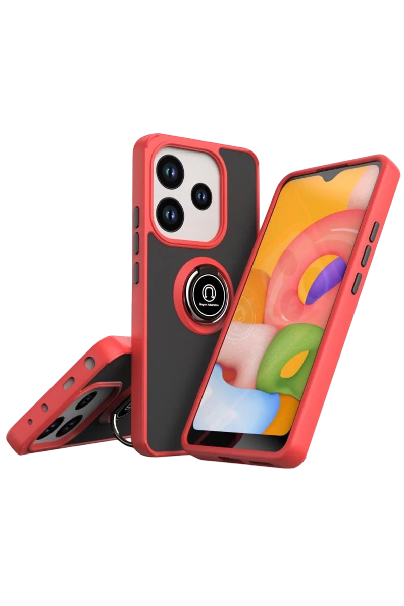 Xiaomi Redmi Note 14 4G Uyumlu Montreal Yüzüklü Silikon Kapak - Kırmızı