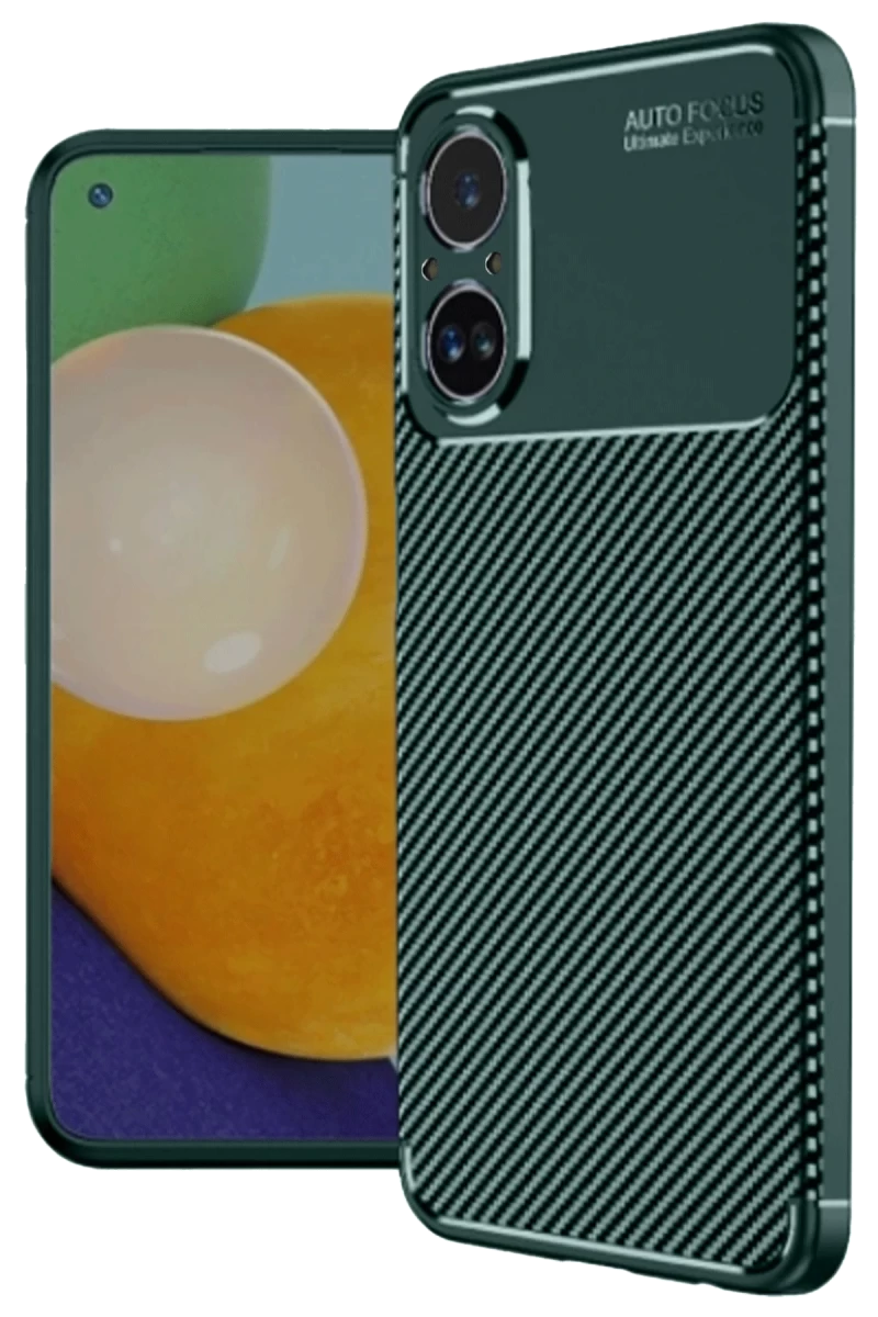 Realme 12 Lite Uyumlu Kılıf Auto Focus Karbon Kapak - Koyu Yeşil