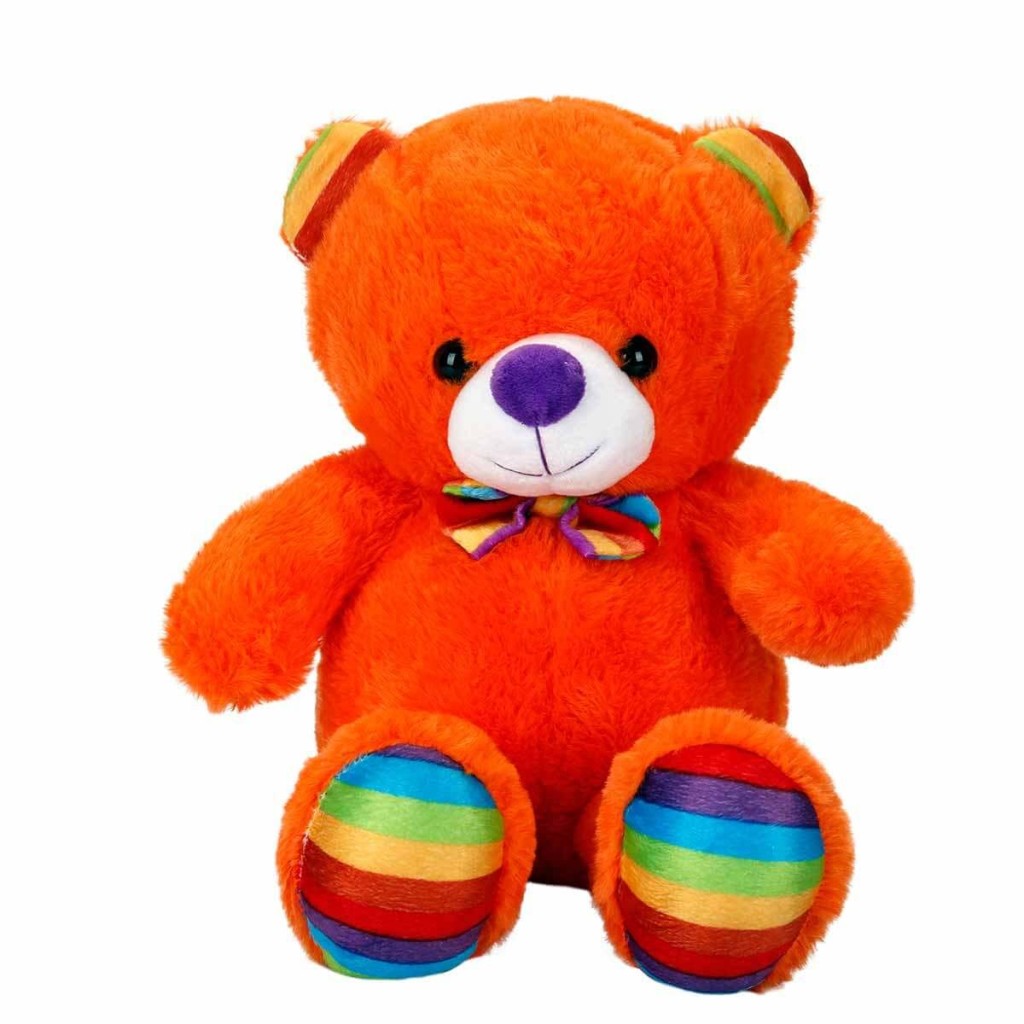 Oturan Kurdeleli Renkli Peluş Ayı 30 cm