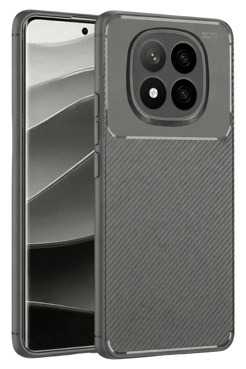 Xiaomi Redmi Note 14 Pro Plus Uyumlu Kılıf Auto Focus Karbon Kapak - Gri