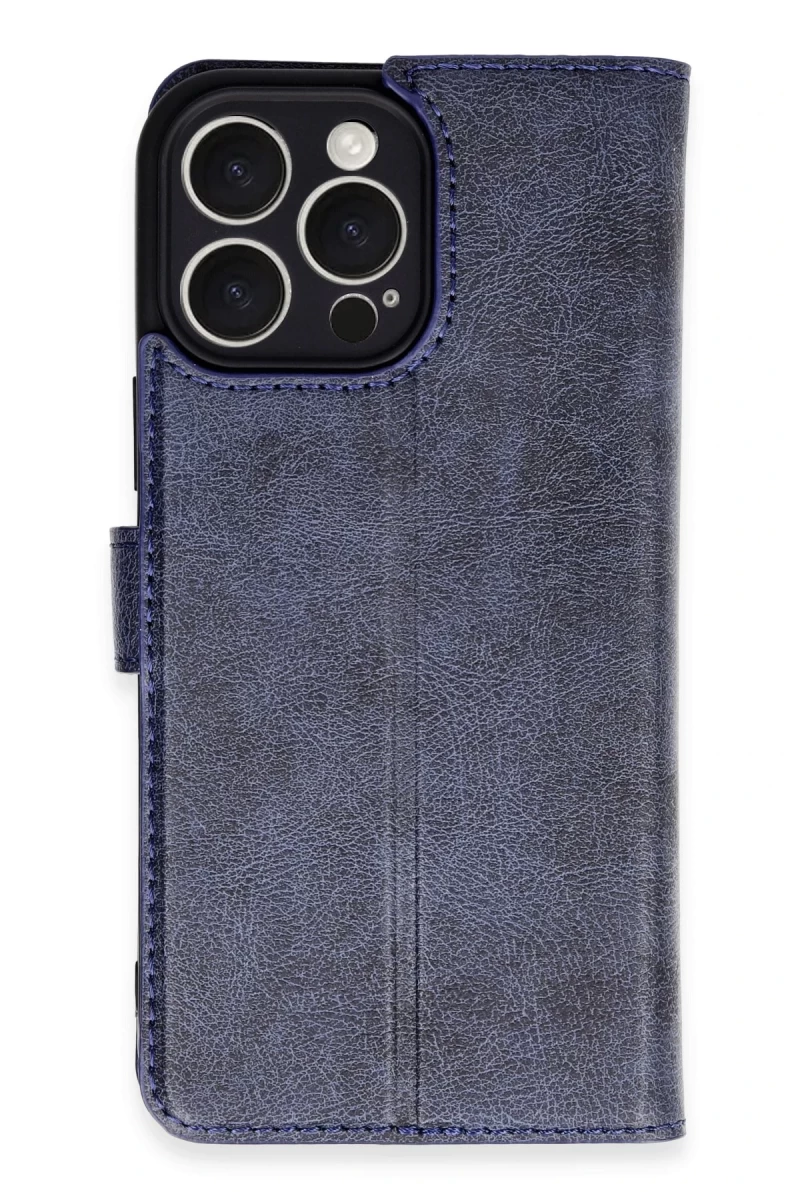 Apple iPhone 16 Pro Max Uyumlu Kılıf Trend S Plus Kapaklı Kılıf - Lacivert