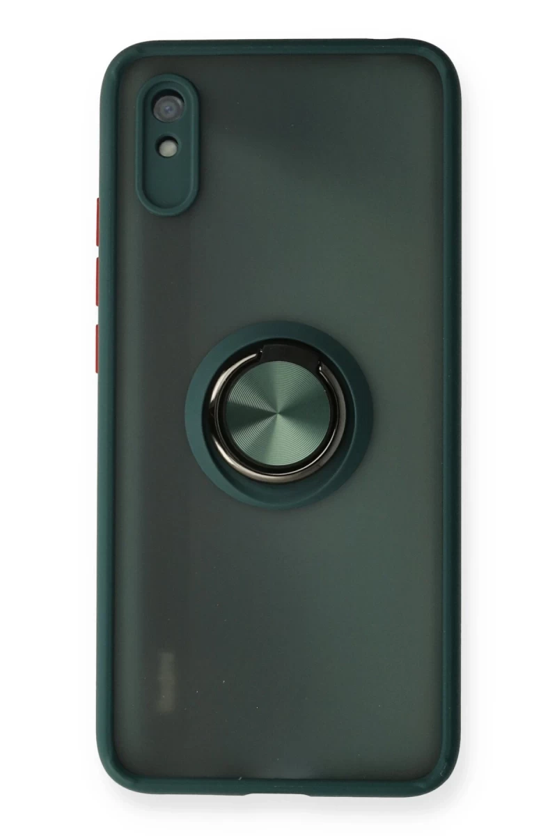 Xiaomi Redmi 9A Uyumlu Kılıf Montreal Yüzüklü Silikon Kapak - Yeşil