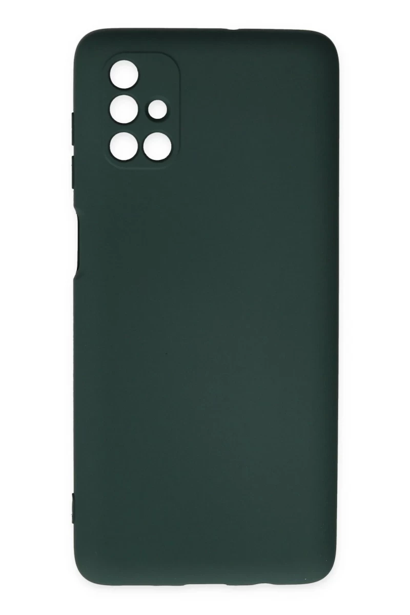 Samsung Galaxy M51 Uyumlu Kılıf Nano içi Kadife Silikon - Koyu Yeşil