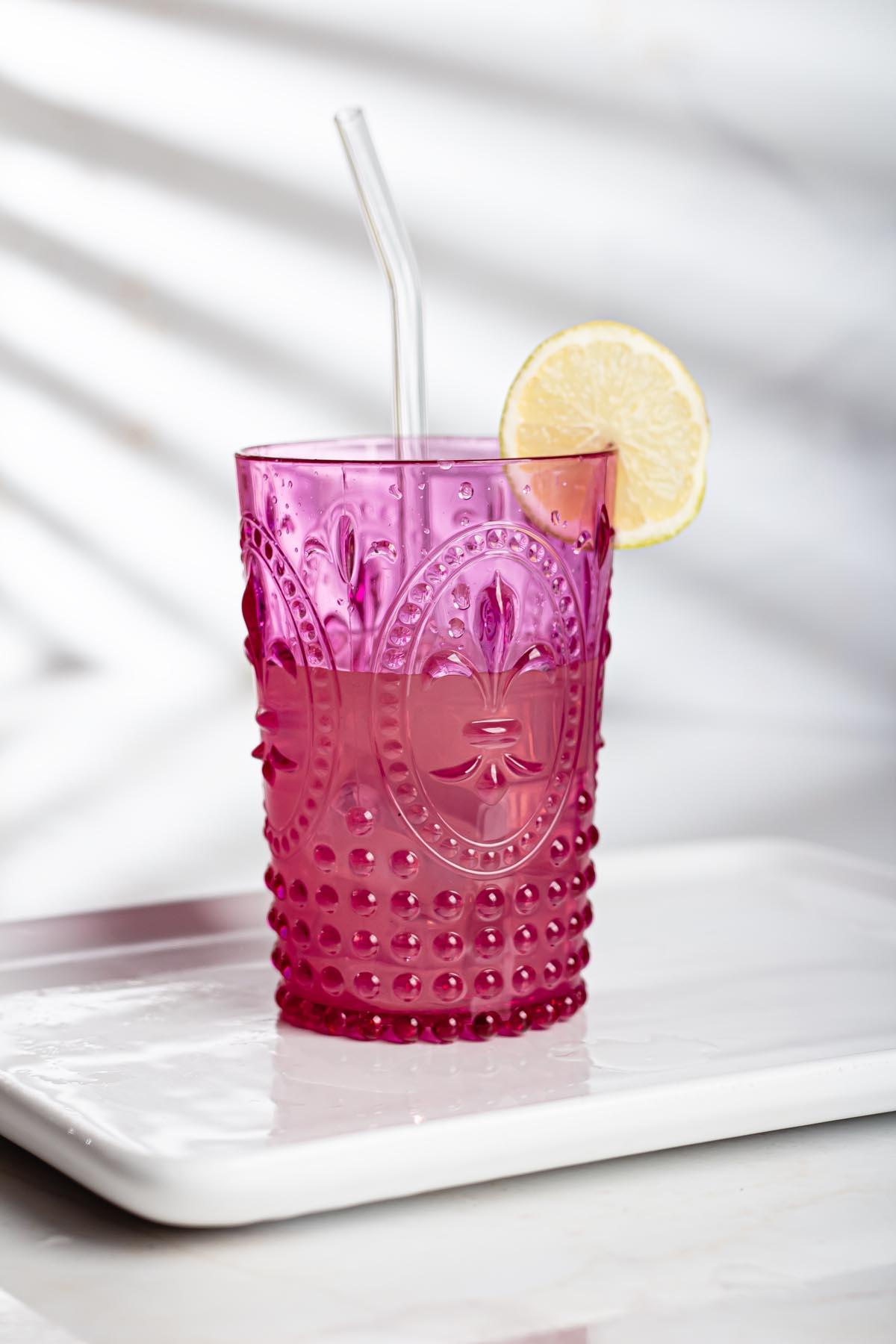 Akrilik Pembe 6'lı Kısa Bardak &amp; Su Meşrubat Kahve Yanı Bardağı 400 ml ( Cam Değildir )