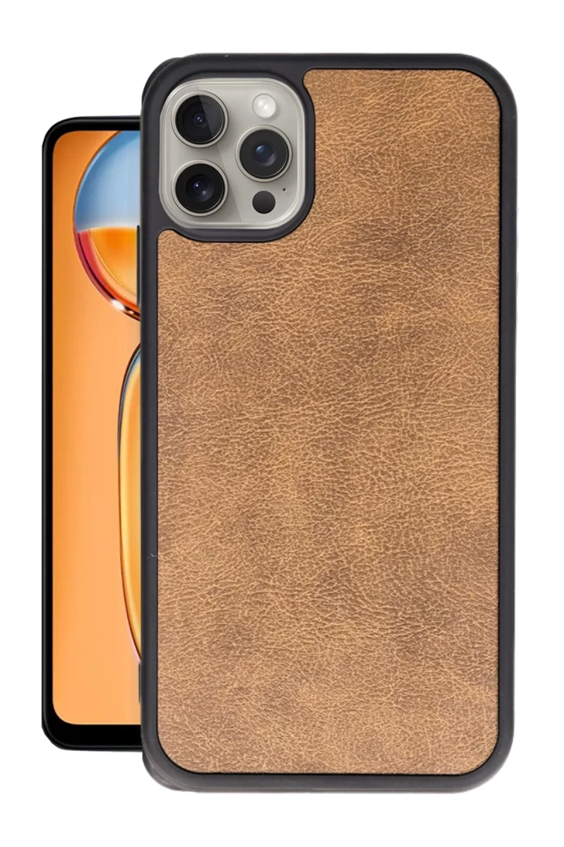 Apple iPhone 14 Pro Max Uyumlu Kılıf Aras Deri Kapak - Taba