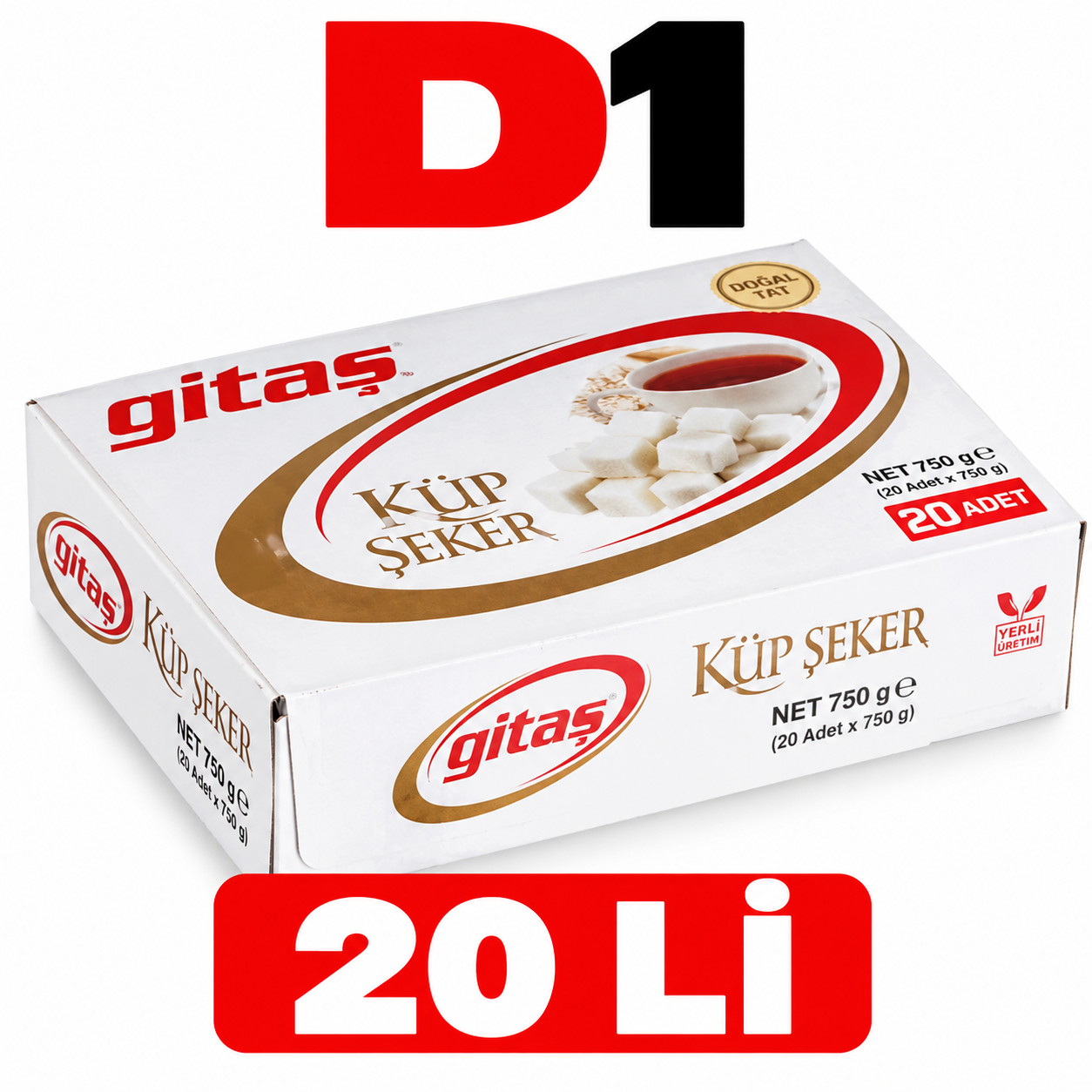 GİTAŞ KÜP ŞEKER 360 LI 750 GR (20 Adet)
