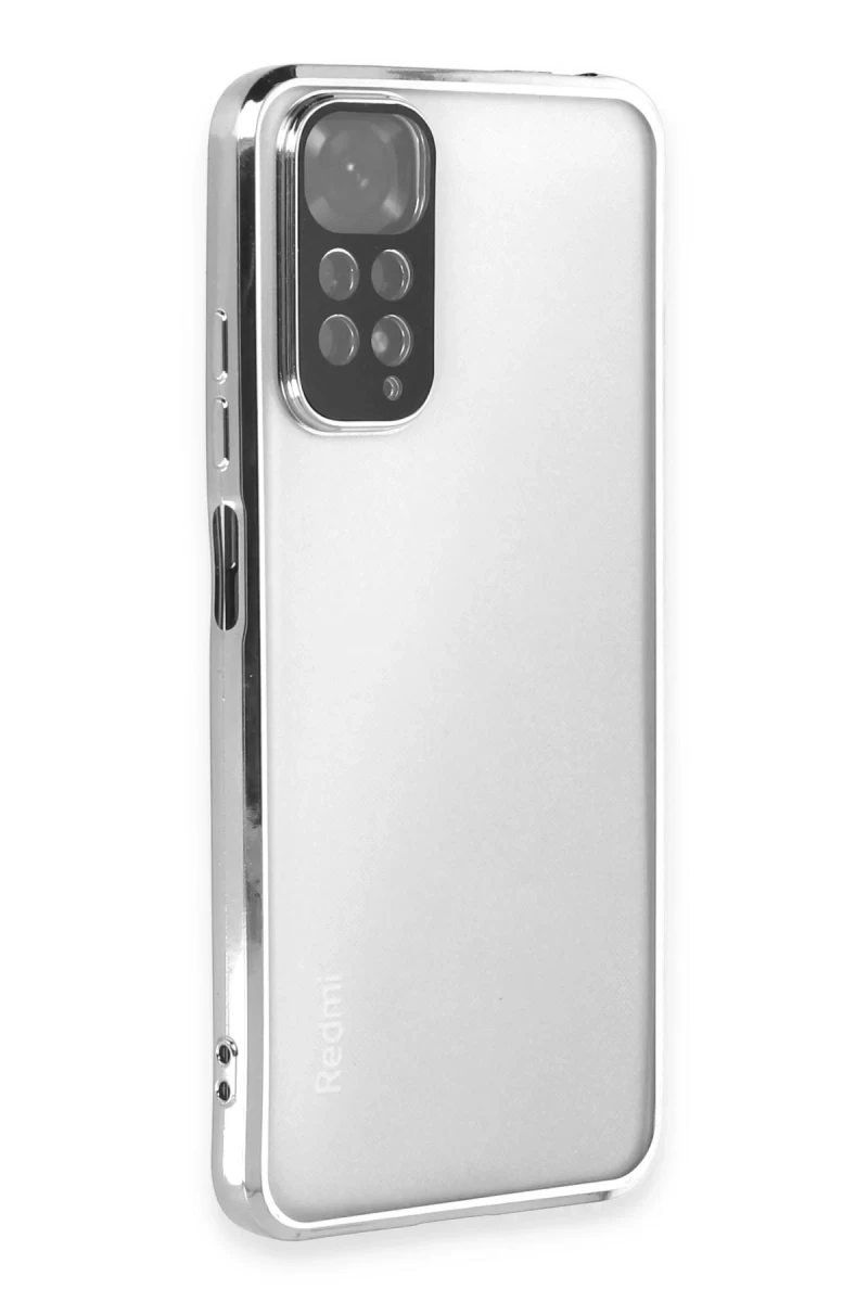 Xiaomi Redmi Note 11 Uyumlu Kılıf Lensli Silikon - Gümüş