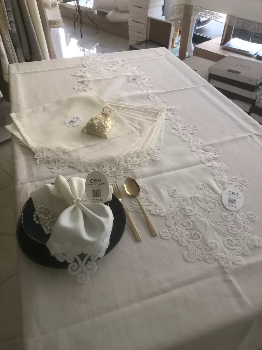 Sofra Takımı 26 Parça Anna Model Yemek Takımı Örtüsü Dertsiz 160 x 260 cm Masa Örtüsü