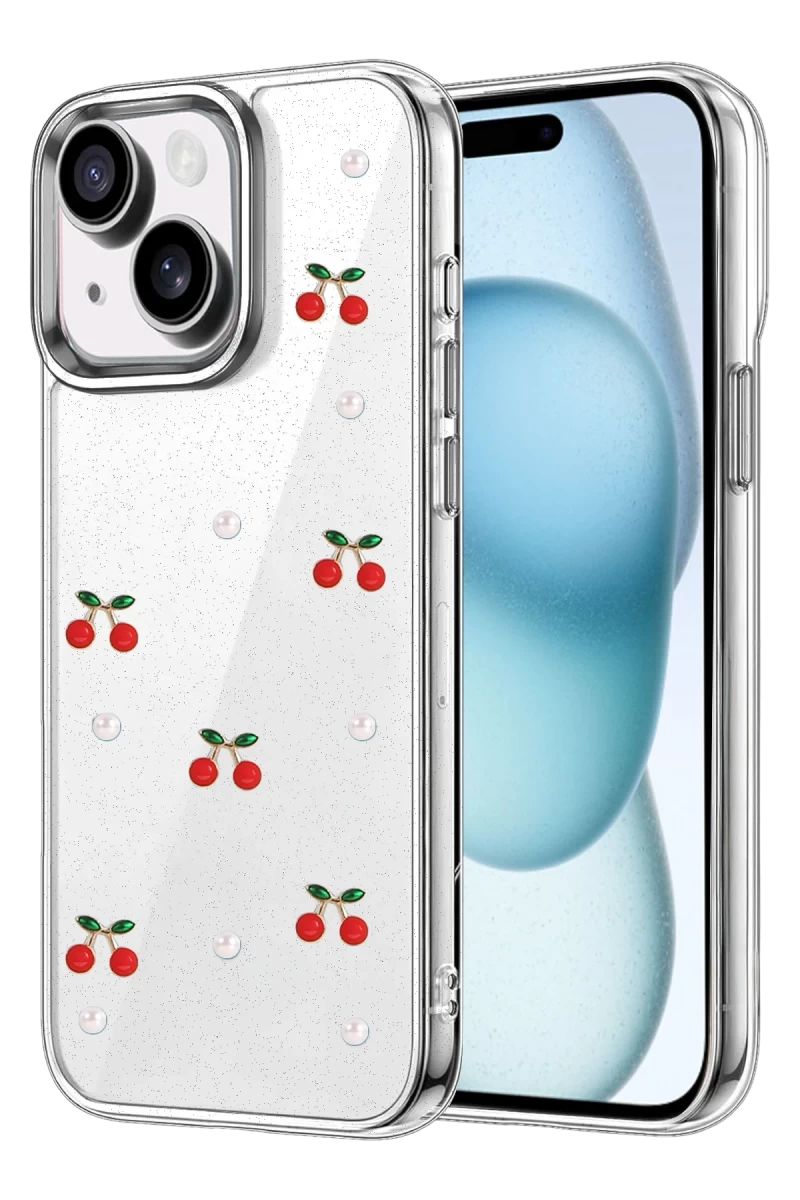 Apple iPhone 15 Uyumlu Fiyonk Desenli Kapak - Desen 9