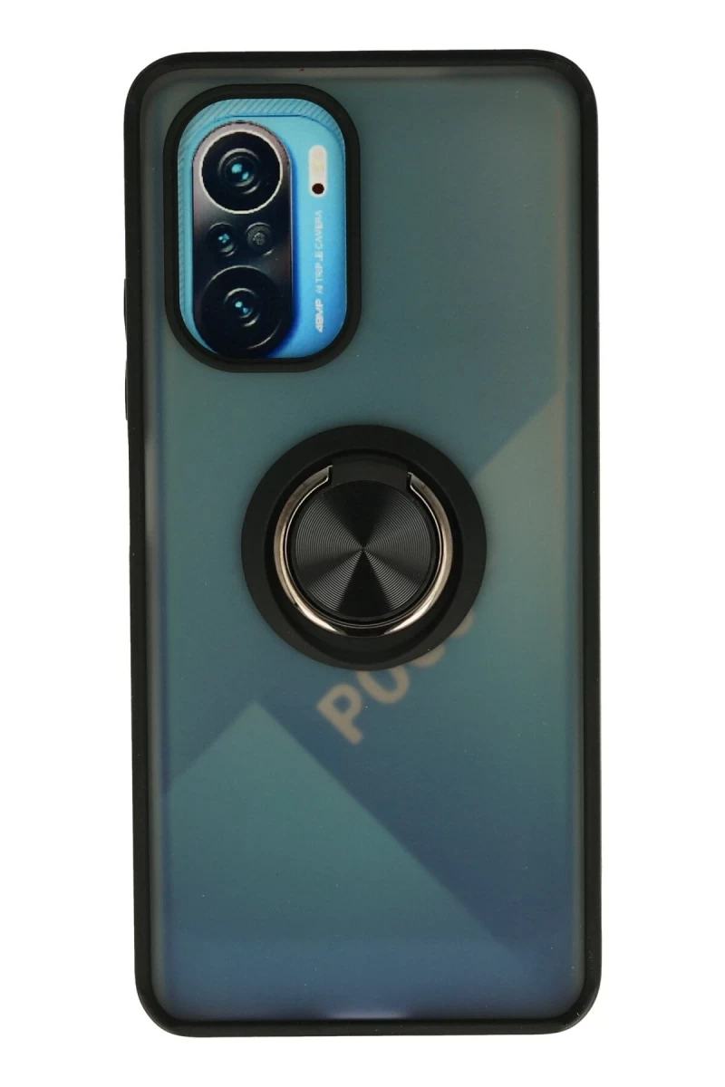 Xiaomi Redmi K40 Uyumlu Kılıf Montreal Yüzüklü Silikon Kapak - Siyah
