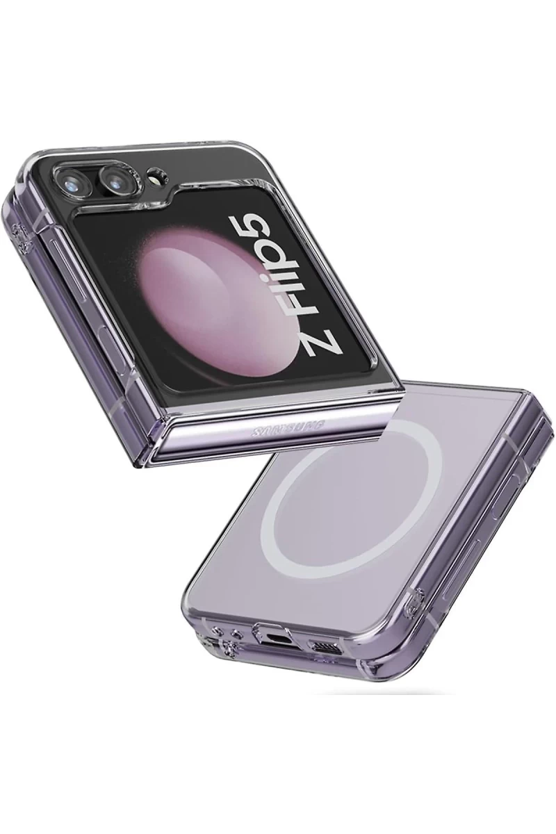 Samsung Galaxy Z Flip 5 Kılıf Magneticsafe Şeffaf Silikon - Şeffaf