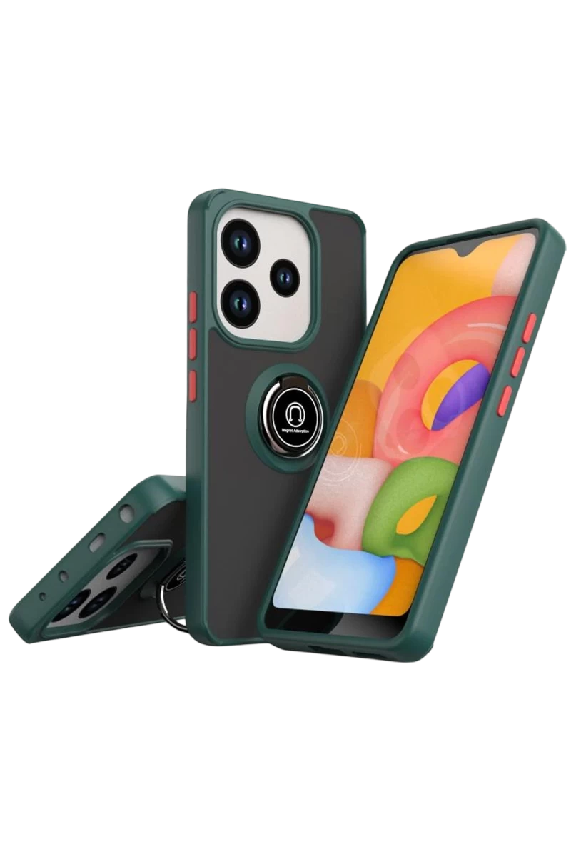Xiaomi Redmi Note 14 4G Uyumlu Montreal Yüzüklü Silikon Kapak - Yeşil