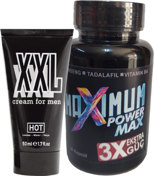 Hotxxl 50 ml Erkeğe Hacimdestek Kremi + 1 Adet 3x Black Box Maximum 30 Lu Set