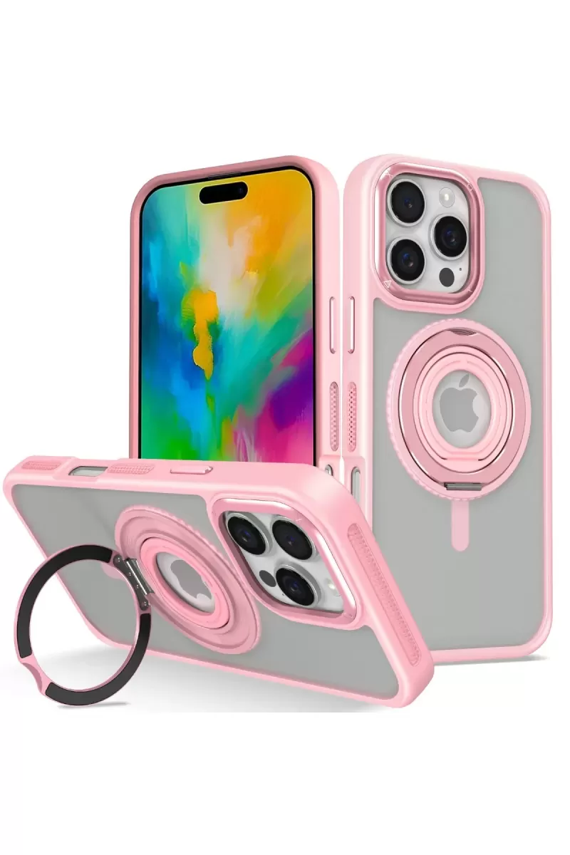 Joko Apple iPhone 16 Pro Uyumlu Banza Magsafe Standlı Kapak - Pembe