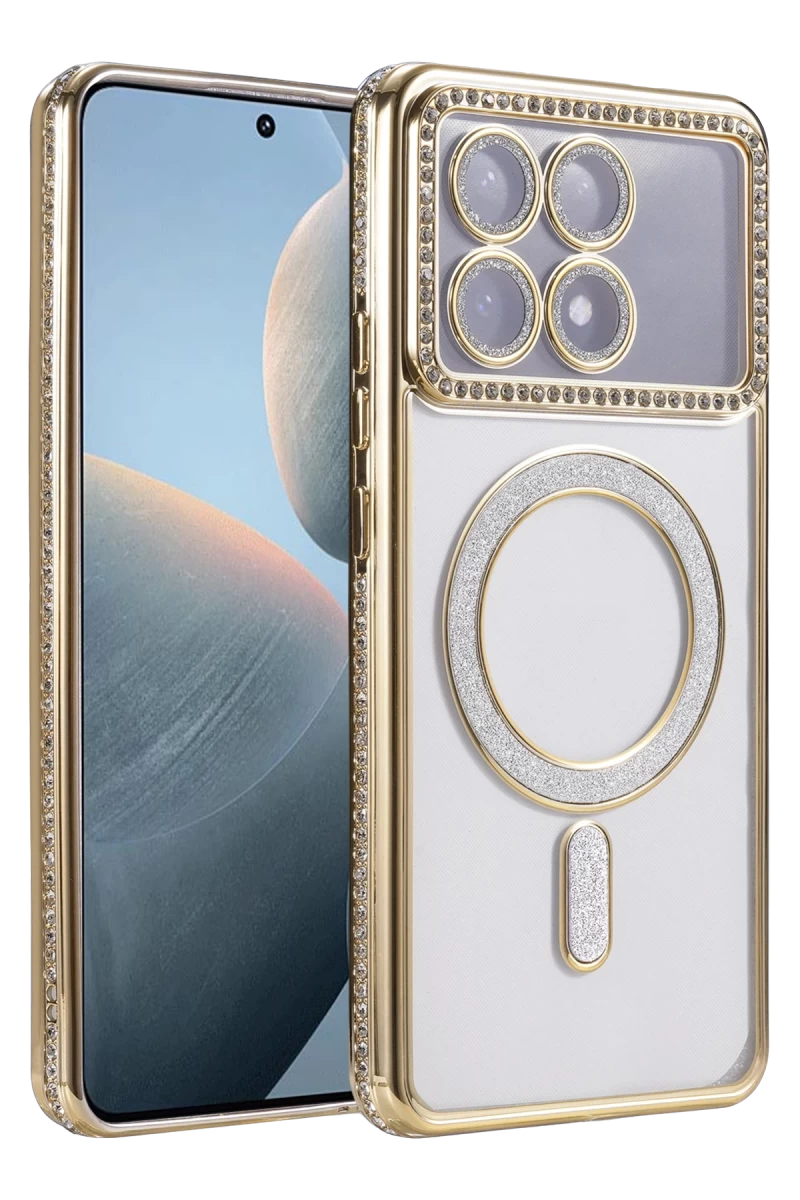 Xiaomi Poco X6 Pro Uyumlu Joke Simli Magneticsafe Kılıf - Gold