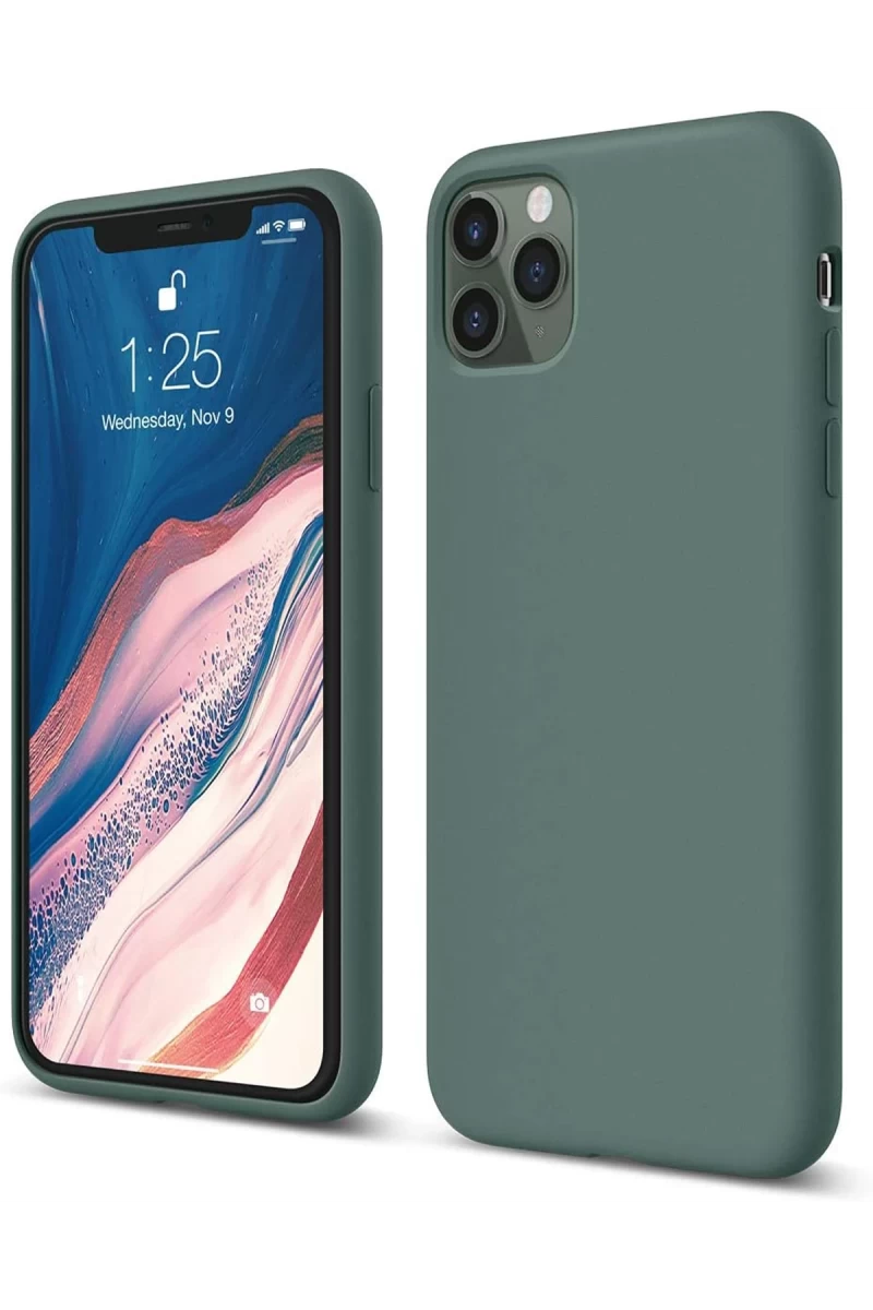 Apple iPhone 11 Pro Uyumlu Kılıf First Silikon - Koyu Yeşil