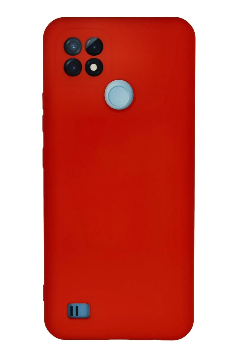 Realme C21 Uyumlu Kılıf Nano içi Kadife Silikon - Kırmızı
