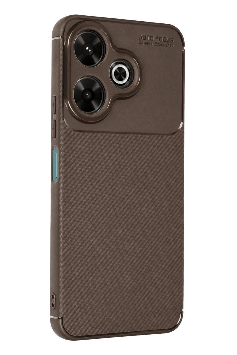 Xiaomi Redmi 13 4G Uyumlu Kılıf Auto Focus Karbon Kapak - Kahverengi