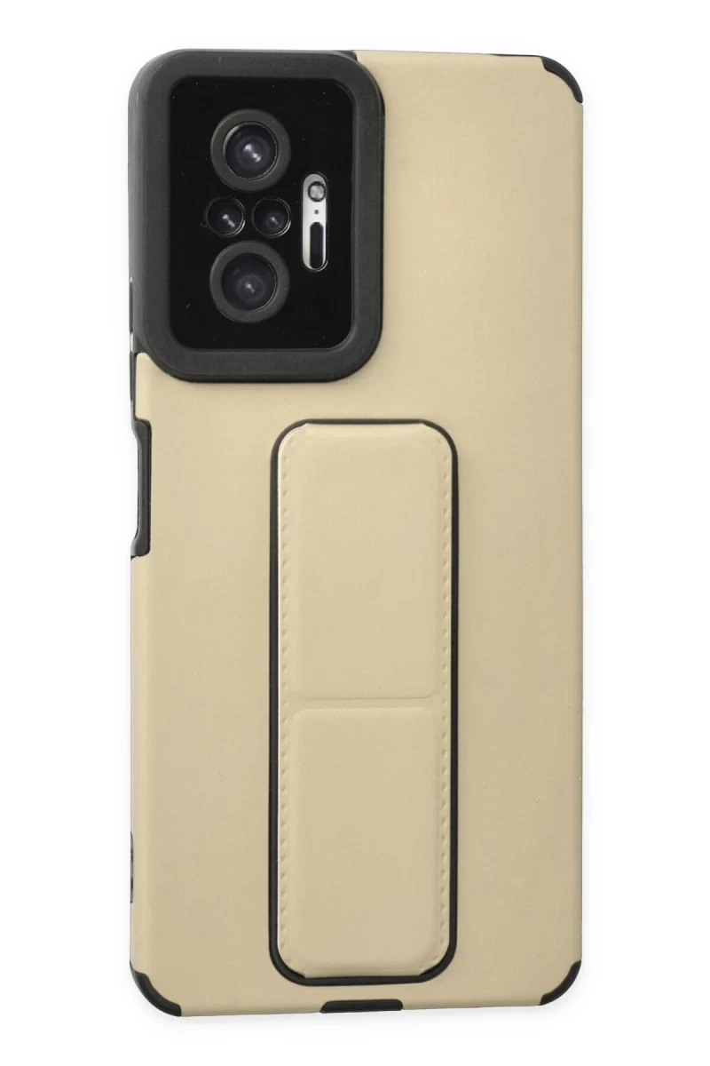 Xiaomi Redmi Note 10 Pro Uyumlu Kılıf Mega Standlı Silikon - Gold