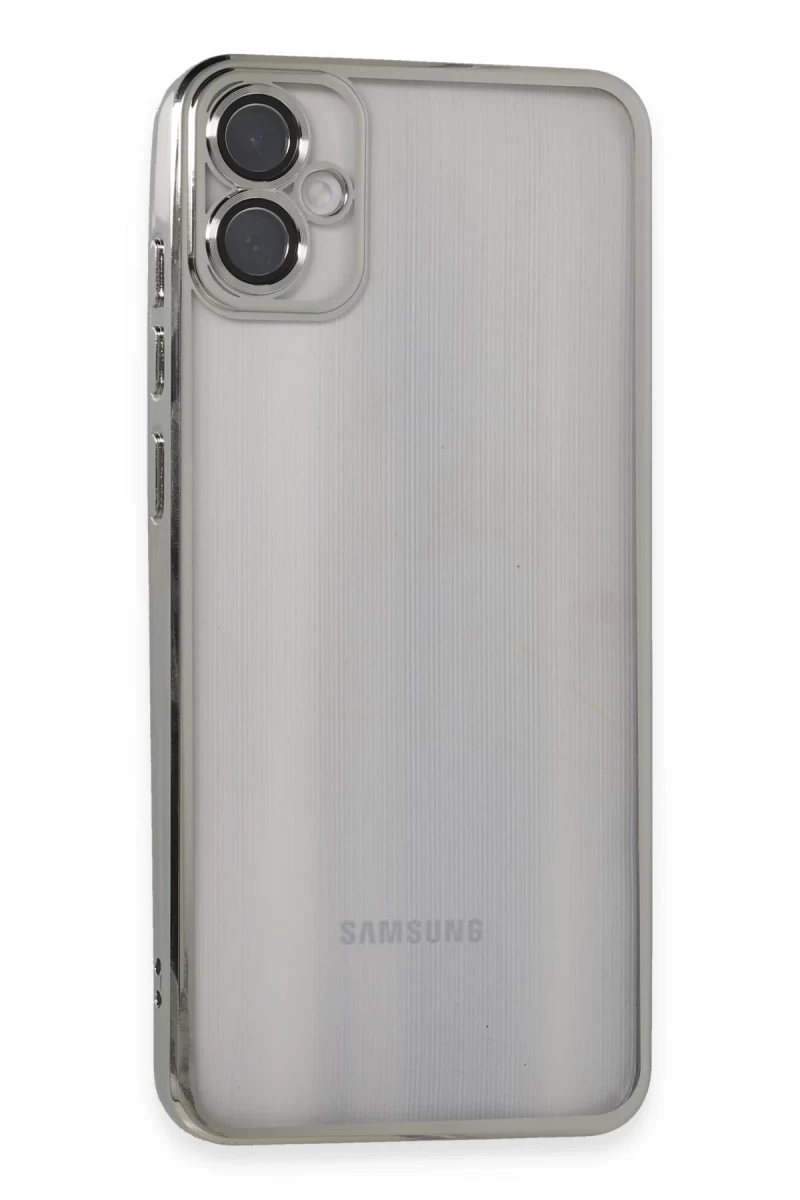 Samsung Galaxy A05 Uyumlu Kılıf Lensli Silikon - Gümüş