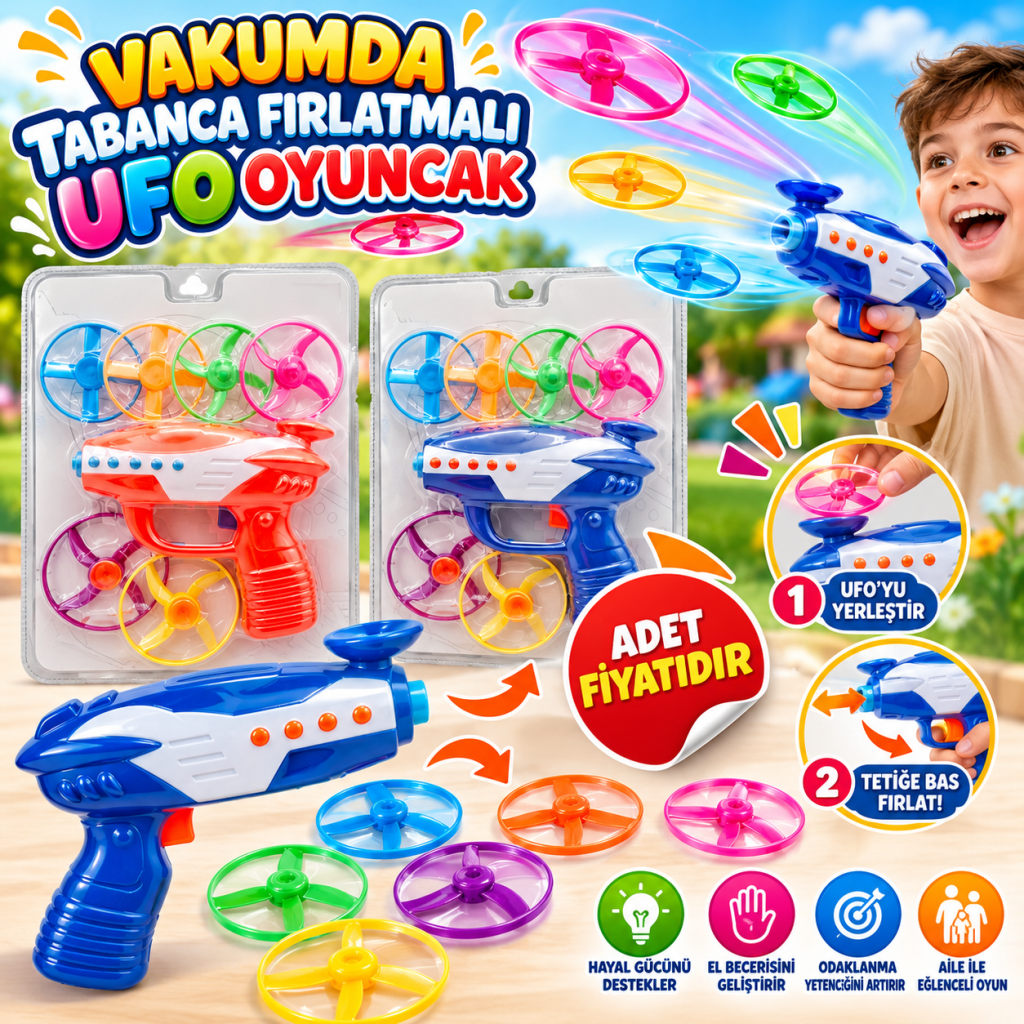 DMN0700 VAKUMDA TABANCA FIRLATMALI UFO OYUNCAK (adet fiyatıdır)