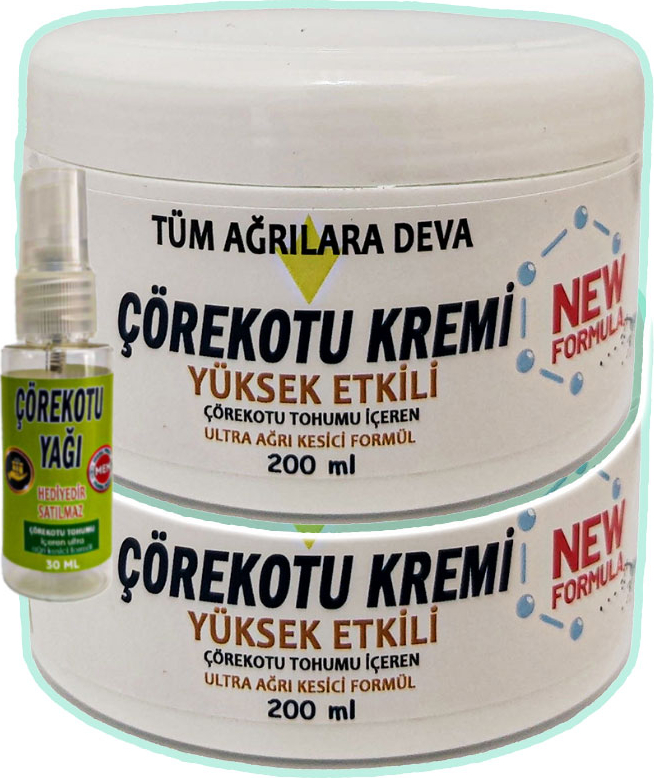 Çörek Otu Teskin Kremi  2 Adet 200 ml Beyaz Kavanoz + 30 ml Çörek Otu Yağı