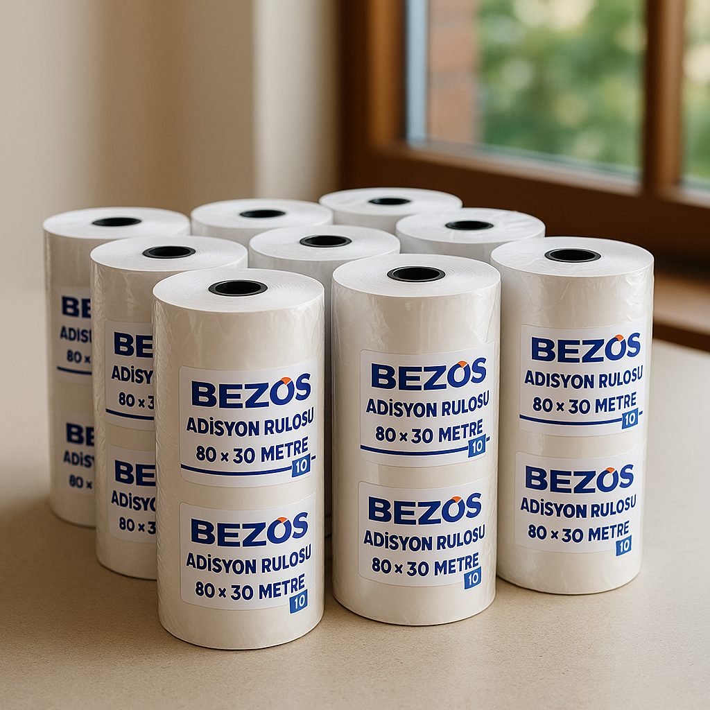 Bezos 80x30 mm Adisyon Rulosu Termal Rulo 10 Paket (100 Adet)