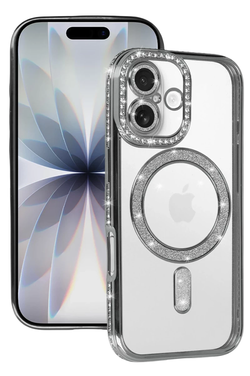 Apple iPhone 17 Uyumlu Joke Simli Magneticsafe Kılıf - Gümüş