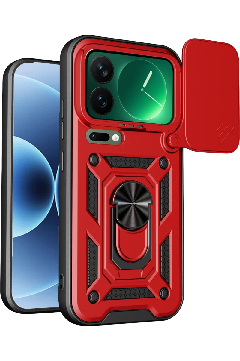 Xiaomi Mi 17 Pro Max Uyumlu Pars Lens Yüzüklü Silikon - Kırmızı