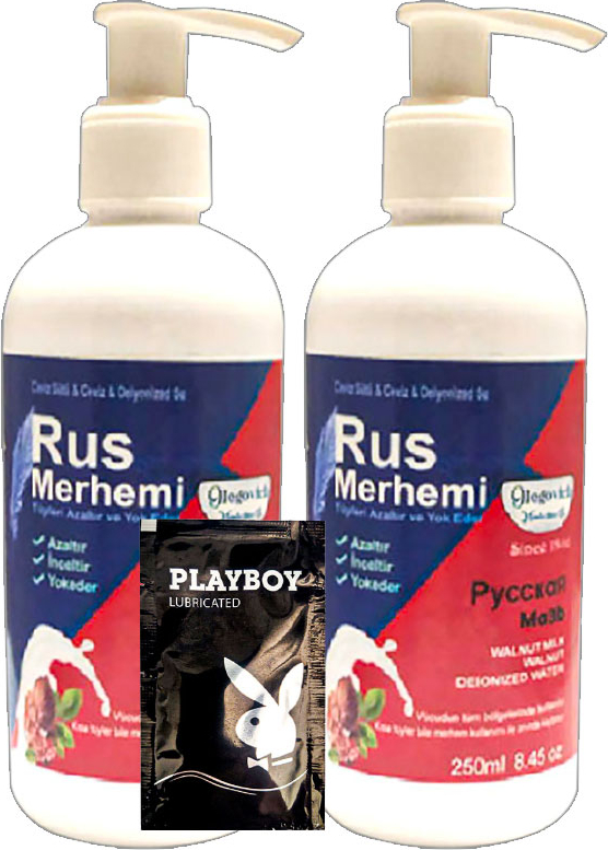 Playboy Tüy Dökücü Krem2 Adet x 250 ml Ceviz Sütlü & Cevizli Rus Merhemi  + Yanında Jel
