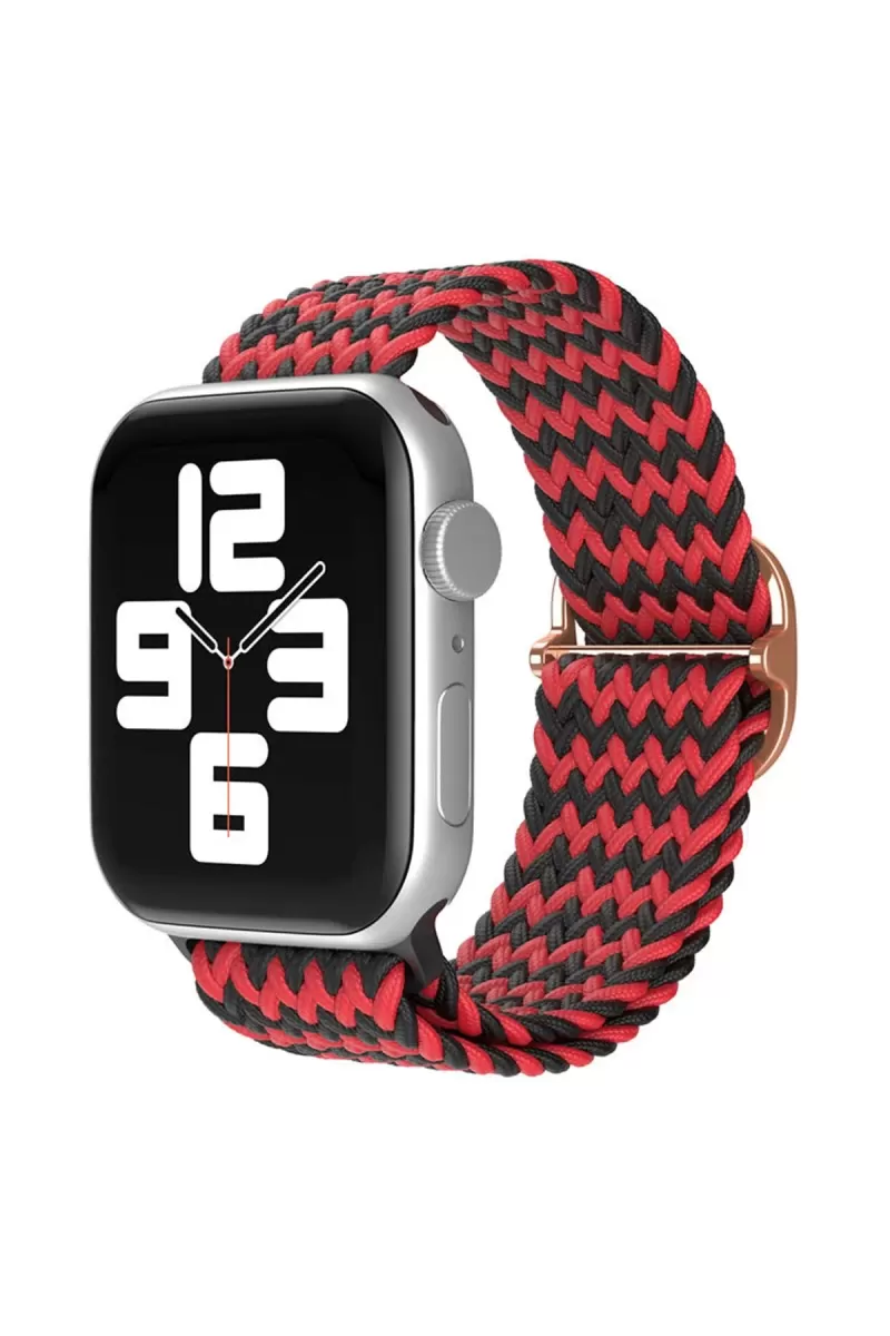 Apple Watch 38mm Uyumlu Star Kordon - Zigzag Kırmızı-Siyah
