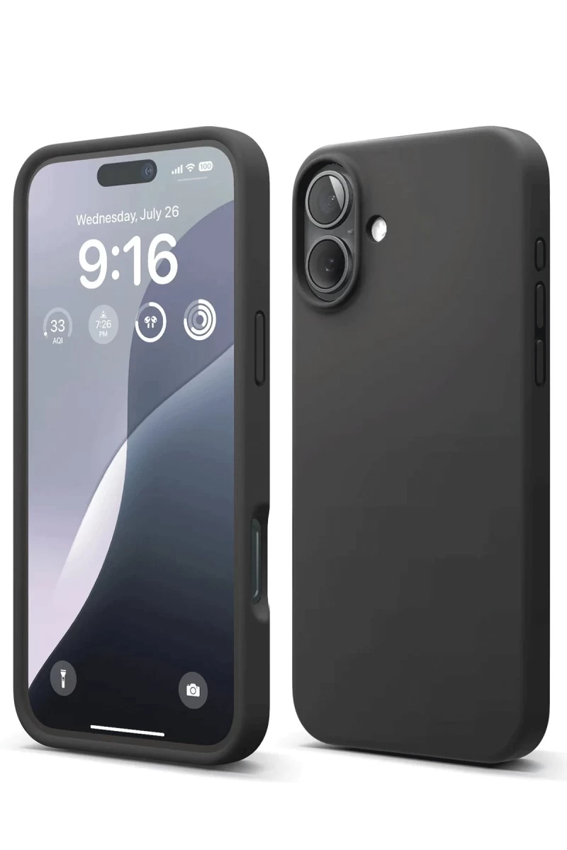 Apple iPhone 16 Plus Uyumlu Kılıf Nano içi Kadife Silikon - Siyah
