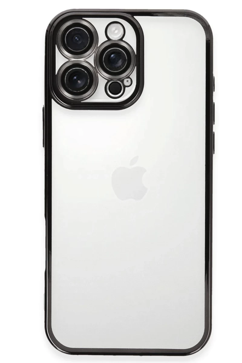 Apple iPhone 16 Pro Uyumlu Kılıf Lensli Silikon - Siyah