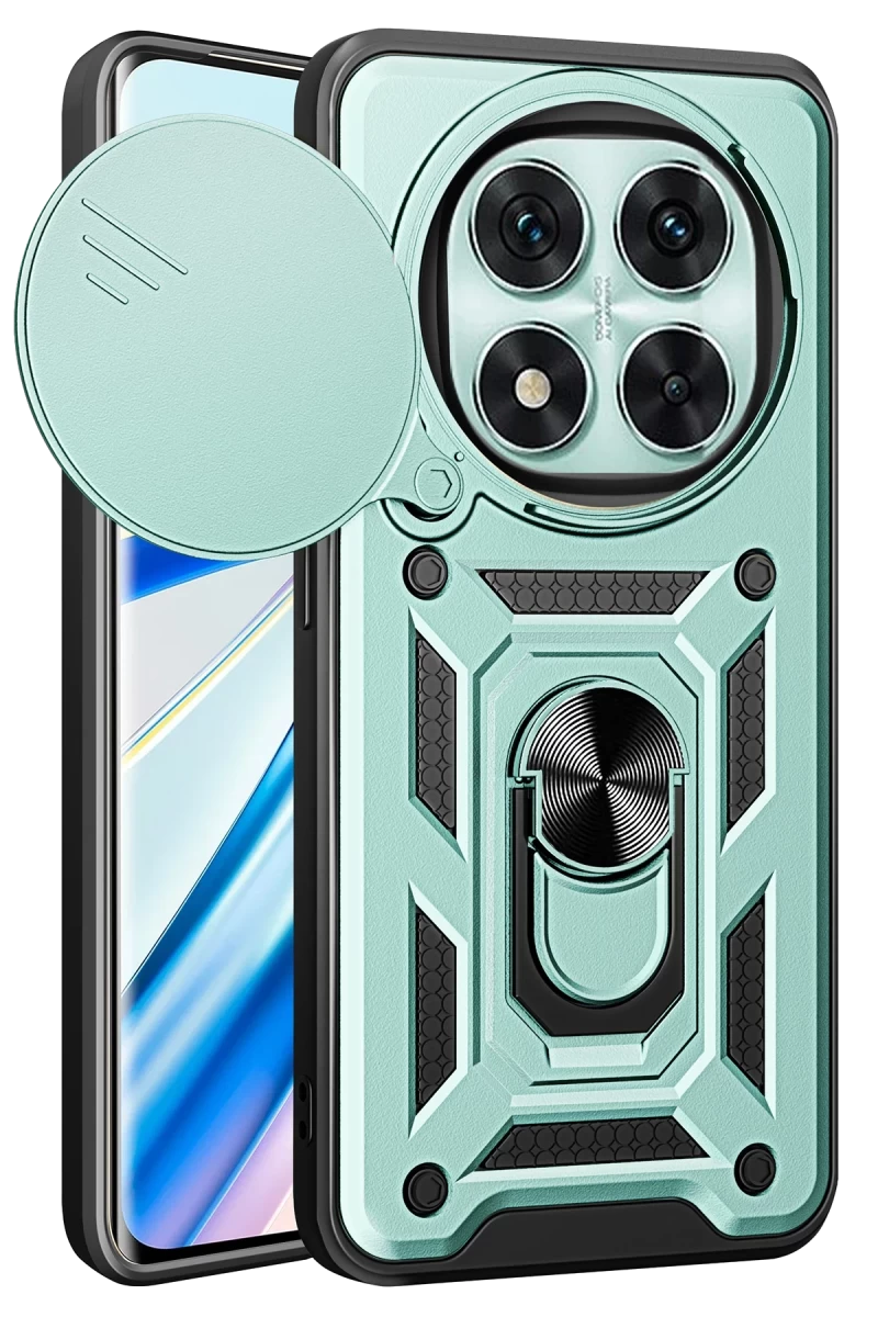 Xiaomi Redmi Note 14 Pro 5G Uyumlu Kılıf Pars Lens Yüzüklü Silikon - Yeşil