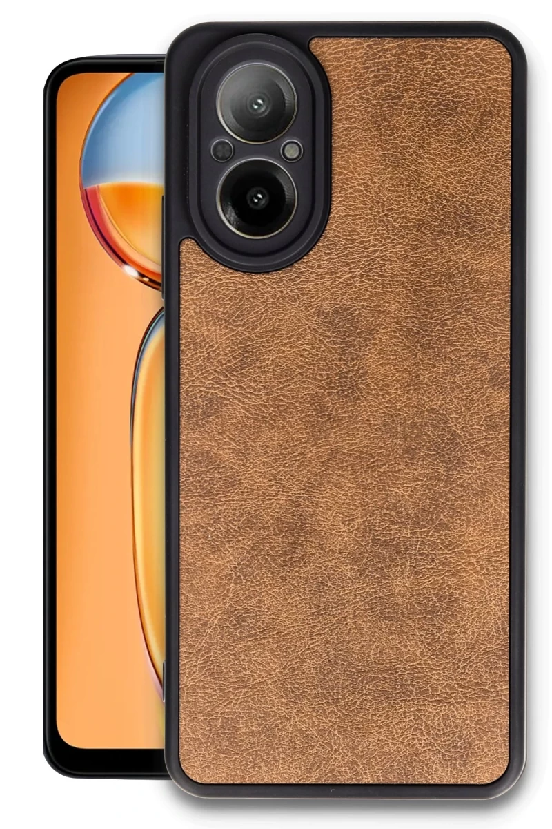 Realme 12 Lite Uyumlu Kılıf Aras Deri Kapak - Taba