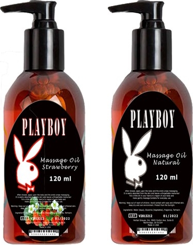 Playboy Massage Oil Natural And Strawberry Fragrances 120 ml Kokusuz ve Çilek Kokulu Vücut Masaj Yağı