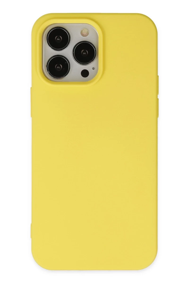 Apple iPhone 14 Pro Max Uyumlu Kılıf Nano içi Kadife Silikon - Sarı