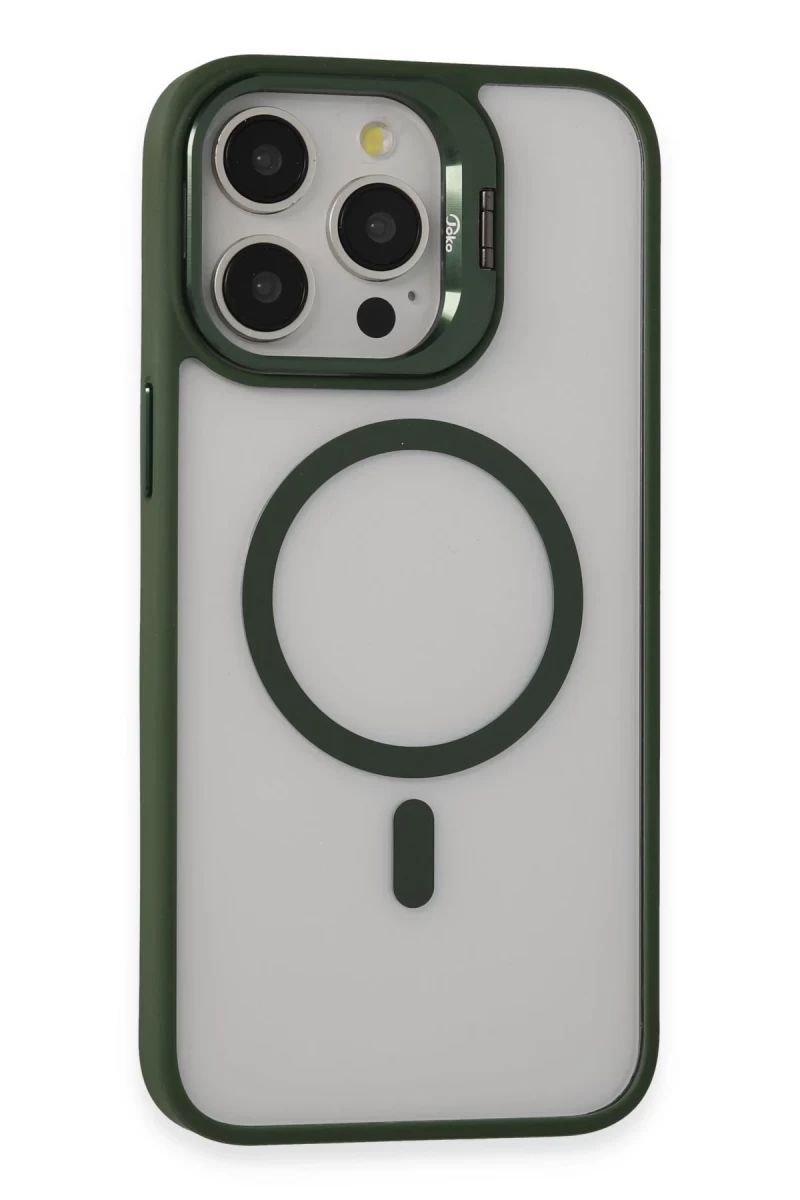 Joko Apple iPhone 15 Pro Max Uyumlu Kılıf Roblox Lens Magsafe Standlı Kapak - Koyu Yeşil