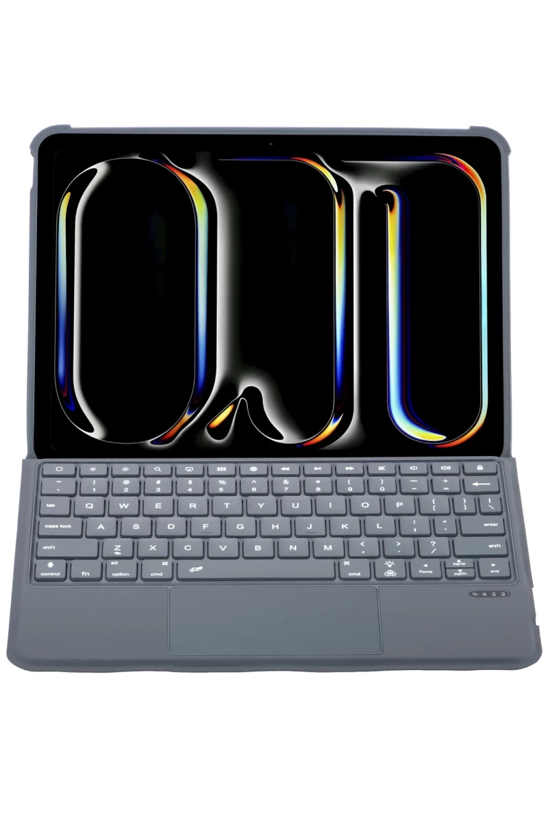 Apple T5510D iPad Pro 13 (2024) Kılıf Palermo Ledli Klavyeli Standlı Tablet Kılıfı - Siyah