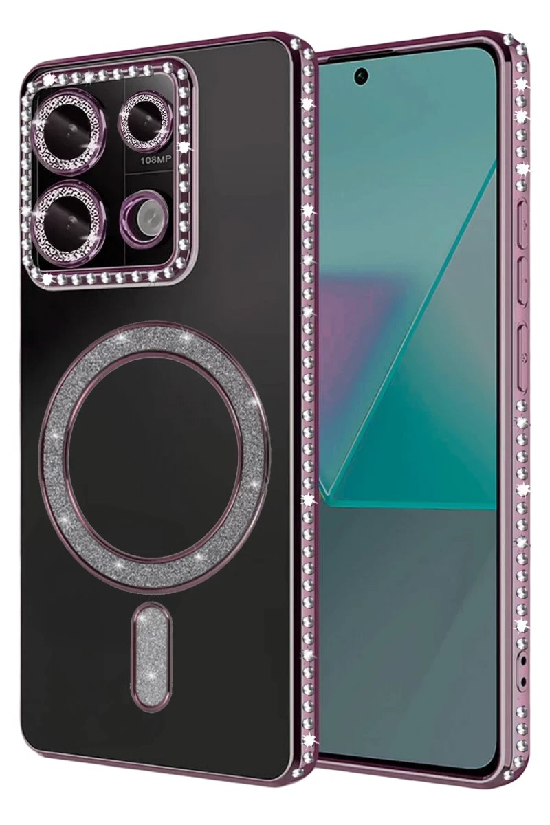 Xiaomi Redmi 13C Uyumlu Joke Simli Magneticsafe Kılıf - Pembe