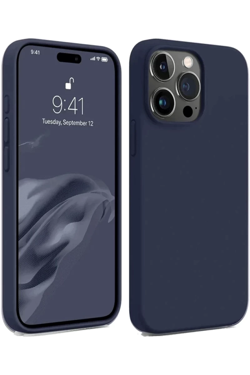 Apple iPhone 15 Pro Uyumlu Kılıf First Silikon - Lacivert
