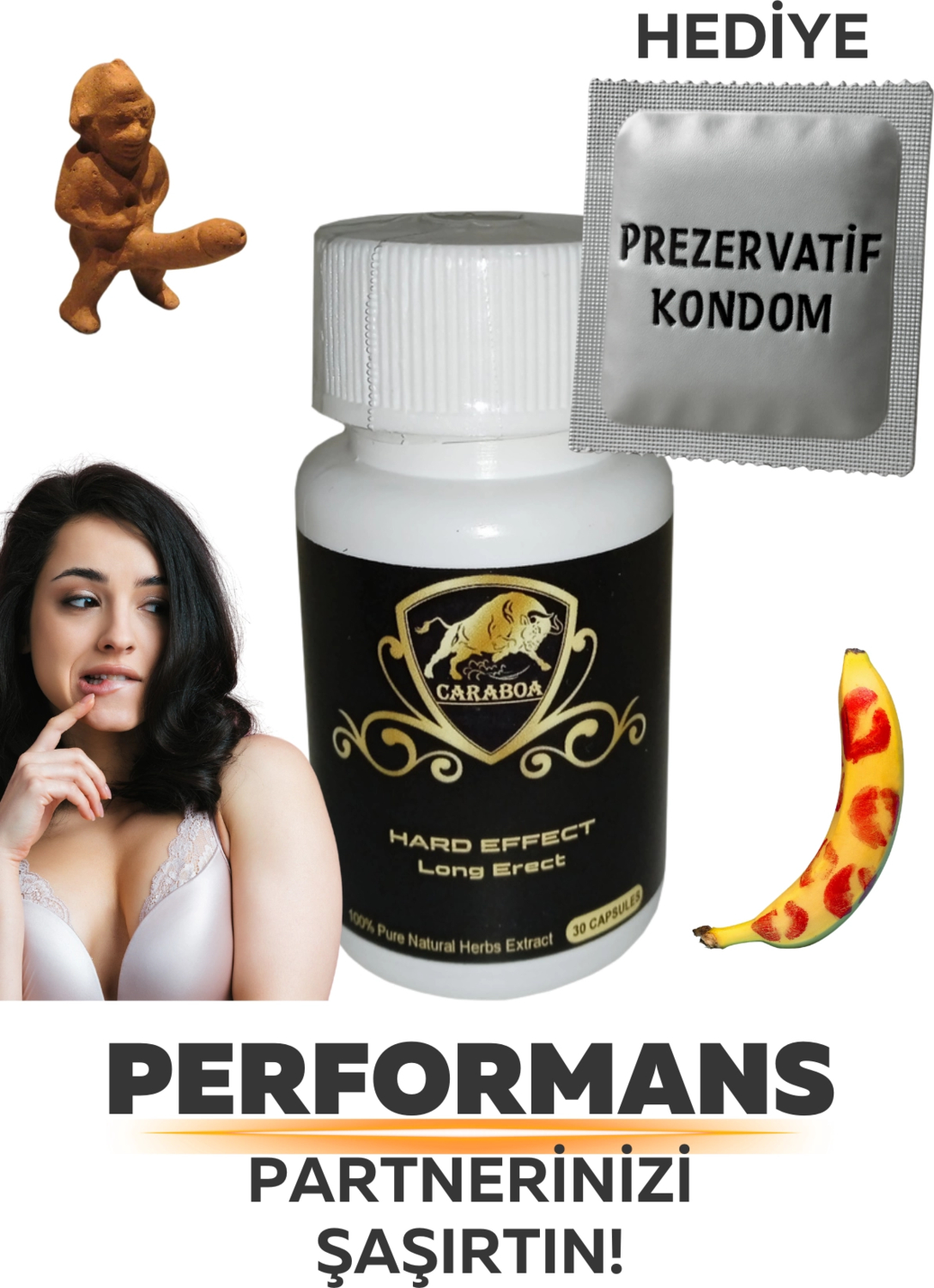 Caraboa Erkeklere Özel Sertleştiricili Performans Etkili Erect